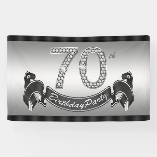 Banderoles Fête d'anniversaire des 70 ans argentée (Horizontal)