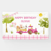 Banderoles Fête d'anniversaire des animaux de ferme de tracte (Horizontal)