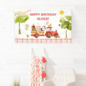 Banderoles Fête d'anniversaire des animaux de ferme tracteurs (En situation)