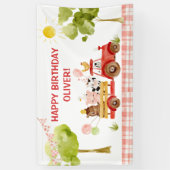 Banderoles Fête d'anniversaire des animaux de ferme tracteurs (Vertical)