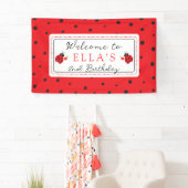 Banderoles Fête d'anniversaire des enfants avec la coccinelle (En situation)