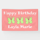 Banderoles Fête d'anniversaire des papillons (Horizontal)