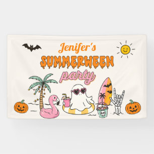 Banderoles Fête d'anniversaire d'Halloween en été au bord de