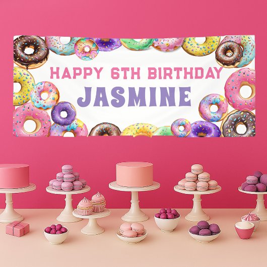 Banderoles Fête d'anniversaire Donut Joyeux 6e anniversaire