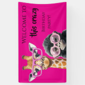 Banderoles Fête d'anniversaire drôle rose (Vertical)