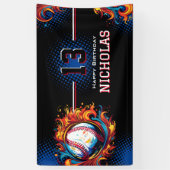 Banderoles Fête d'anniversaire du baseball (Vertical)