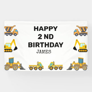 Banderoles Fête d'anniversaire du camion de construction