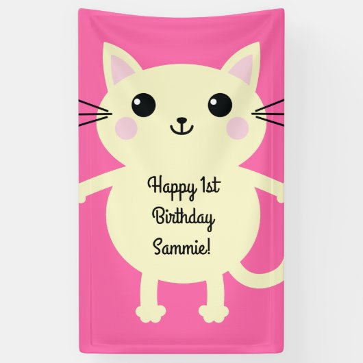 Banderoles Fête d'anniversaire du chat (Vertical)