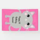 Banderoles Fête d'anniversaire du chat (Horizontal)