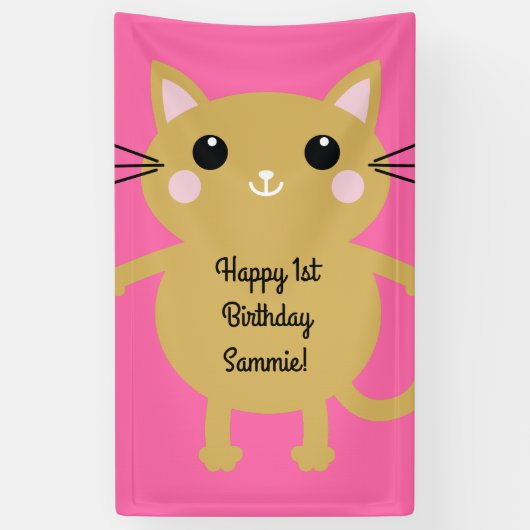Banderoles Fête d'anniversaire du chat (Vertical)
