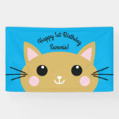Banderoles Fête d'anniversaire du chat (Horizontal)