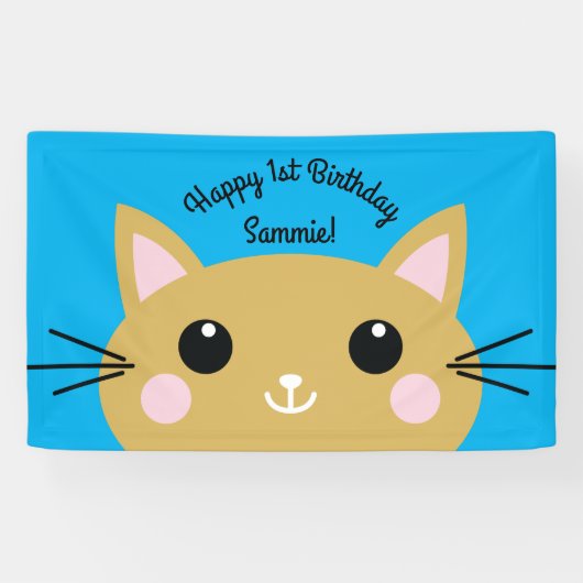 Banderoles Fête d'anniversaire du chat (Horizontal)