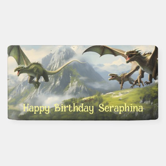 Banderoles Fête d'anniversaire du dragon (Horizontal)
