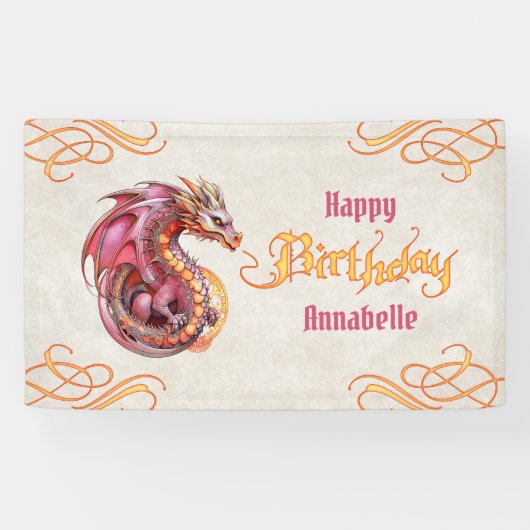 Banderoles Fête d'anniversaire du dragon (Horizontal)