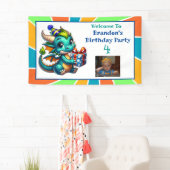 Banderoles Fête d'anniversaire du garçon à thème Dragon (En situation)