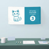 Banderoles Fête d'anniversaire du garçon avec chaton de coule (Salon professionnel)