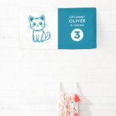 Banderoles Fête d'anniversaire du garçon avec chaton de coule (Insitu)