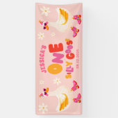 Banderoles Fête d'anniversaire d'une oie sotte rose (Vertical)