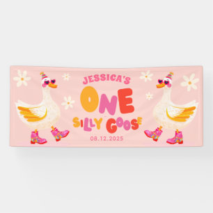 Banderoles Fête d'anniversaire d'une oie sotte rose