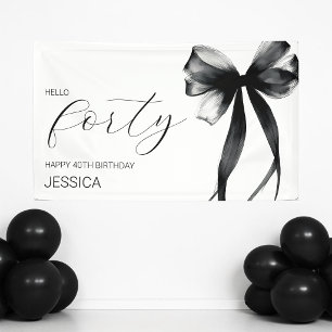 Banderoles Fête d'anniversaire élégante avec un nœud noir pou