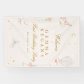 Banderoles fête d'anniversaire élégante fille rose fée (Horizontal)