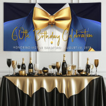Fête d'anniversaire en smoking bleu et or pour hom
