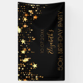 Banderoles Fête d'anniversaire étoiles d'or noir (Vertical)