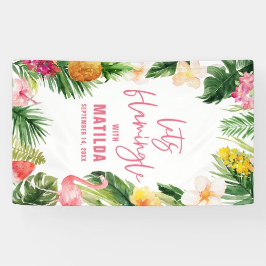 Banderoles Fête d'anniversaire flamingle (Horizontal)