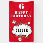 Banderoles Fête d'anniversaire garçon nuage de bande dessinée (Vertical)