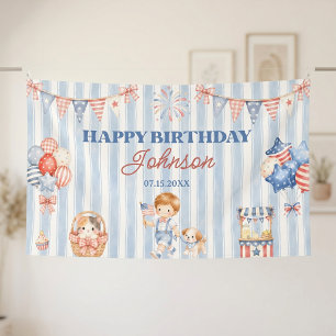 Banderoles Fête d'anniversaire garçon rayures américaines