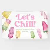 Banderoles Fête d'anniversaire glace rose rétro Let's Chill (Horizontal)
