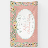 Banderoles Fête d'anniversaire jaune florale de bouquet du (Vertical)