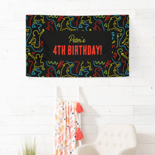 Banderoles Fête d'anniversaire Kids Fun Jump Contour Néon Noi