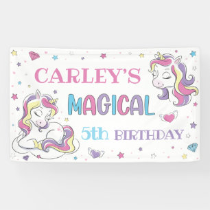 Banderoles Fête d'anniversaire licorne arc-en-ciel pastel, to