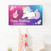Banderoles Fête d'anniversaire magique mignonne de licorne (En situation)