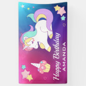 Banderoles Fête d'anniversaire magique mignonne de licorne (Vertical)