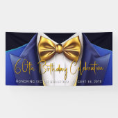 Banderoles Fête d'anniversaire Mens Royal Blue Gold Tuxedo (Horizontal)