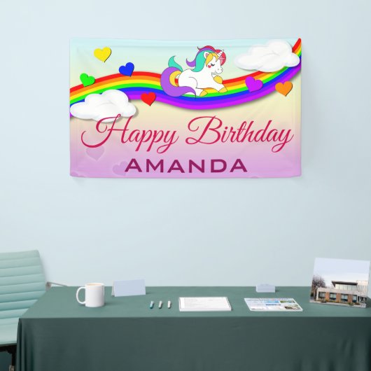 Banderoles Fête d'anniversaire mignonne de licorne (Salon professionnel)