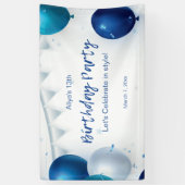 Banderoles Fête d'anniversaire moderne blanche et bleue (Vertical)