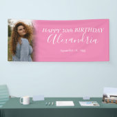 Banderoles Fête d'anniversaire moderne simple rose chaud (Salon professionnel)