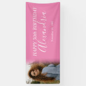 Banderoles Fête d'anniversaire moderne simple rose chaud (Vertical)