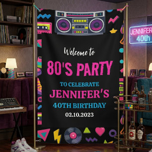 Banderoles Fête d'anniversaire néon rétro moderne des années