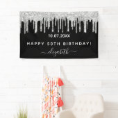 Banderoles Fête d'anniversaire noir argent parties scintillan (En situation)