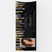 Banderoles fête d'anniversaire noir or argent parties scintil (Vertical)