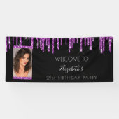 Banderoles fête d'anniversaire noir violet parties scintillan (Horizontal)