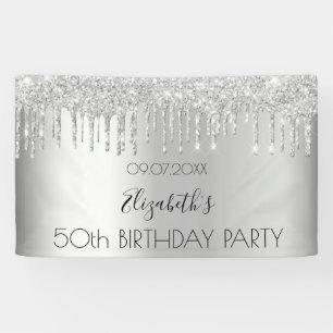 Banderoles Fête d'anniversaire parties scintillant argent gou