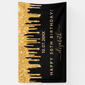 Banderoles fête d'anniversaire parties scintillant d'or noir  (Vertical)