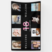 Banderoles fête d'anniversaire photo collage fille noir (Vertical)