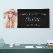 Banderoles fête d'anniversaire photo personnalisée noir blanc (Salon professionnel)