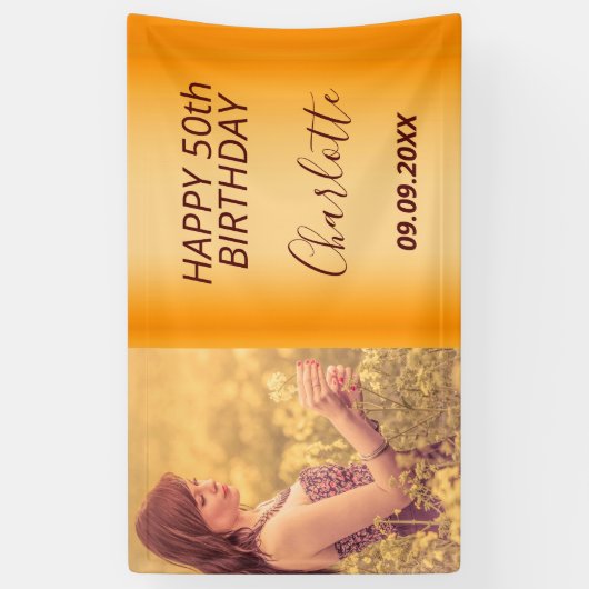 Banderoles fête d'anniversaire photo personnalisée or glam mo (Vertical)